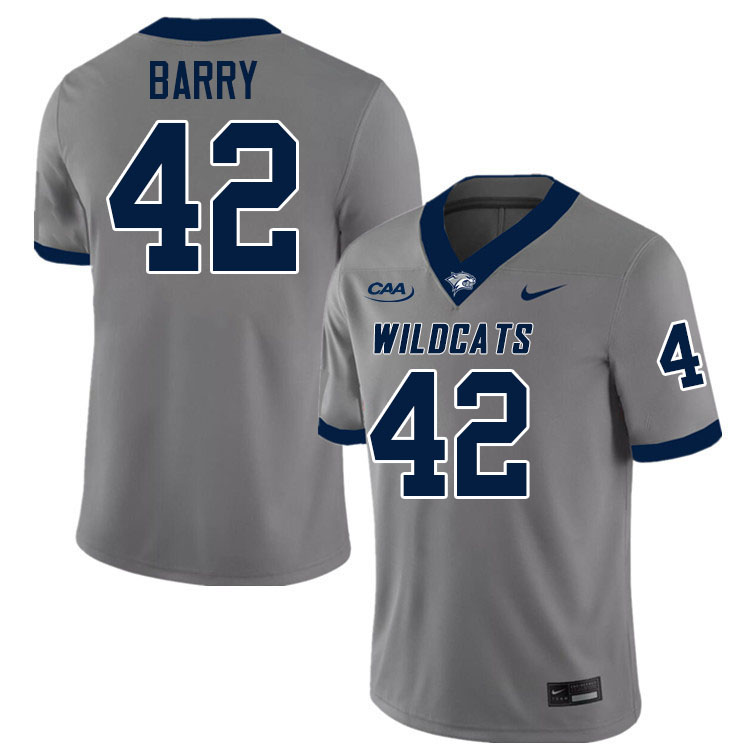 New Hampshire Wildcats #42 Trevor Barry College Football Jerseys,Uniforms-Grey